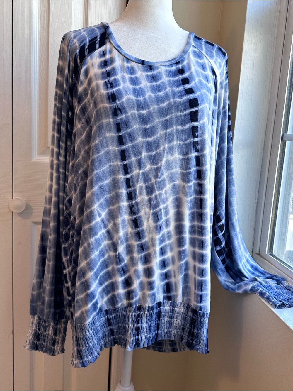 Umgee Blue Tie-Dye Long Sleeve Top